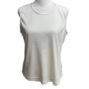 Allison Daley Women’s Ivory Sleeveless Tunic Top Medium Petite Ribbed
